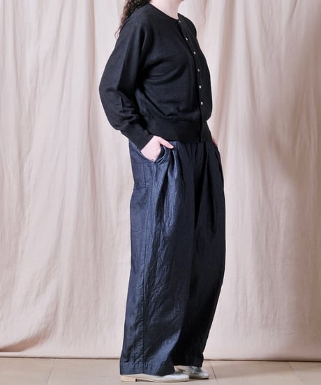 【UNIVERSAL TISSU】French Pure Linen クルーネックカーディガン/UT262KN001