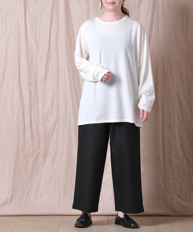 HUIS 遠州織物ウォッシャブルウール天竺シームレスビッグTシャツ HUIS in house］ウォッシャブルウール天竺シームレスビッグT