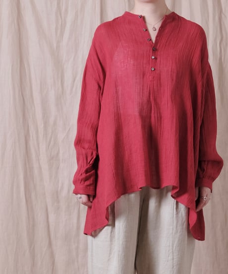 SUZUKI TAKAYUKI フレアスリーブ　ブラウス　リネン puff-sleeve blouse（シャツ/ブラウス）｜suzuki takayuki