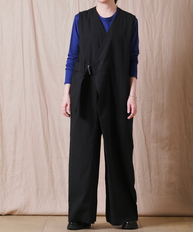 UNIVERSAL TISSU】トリプルワッシャーリネンコットン ラップキュロット