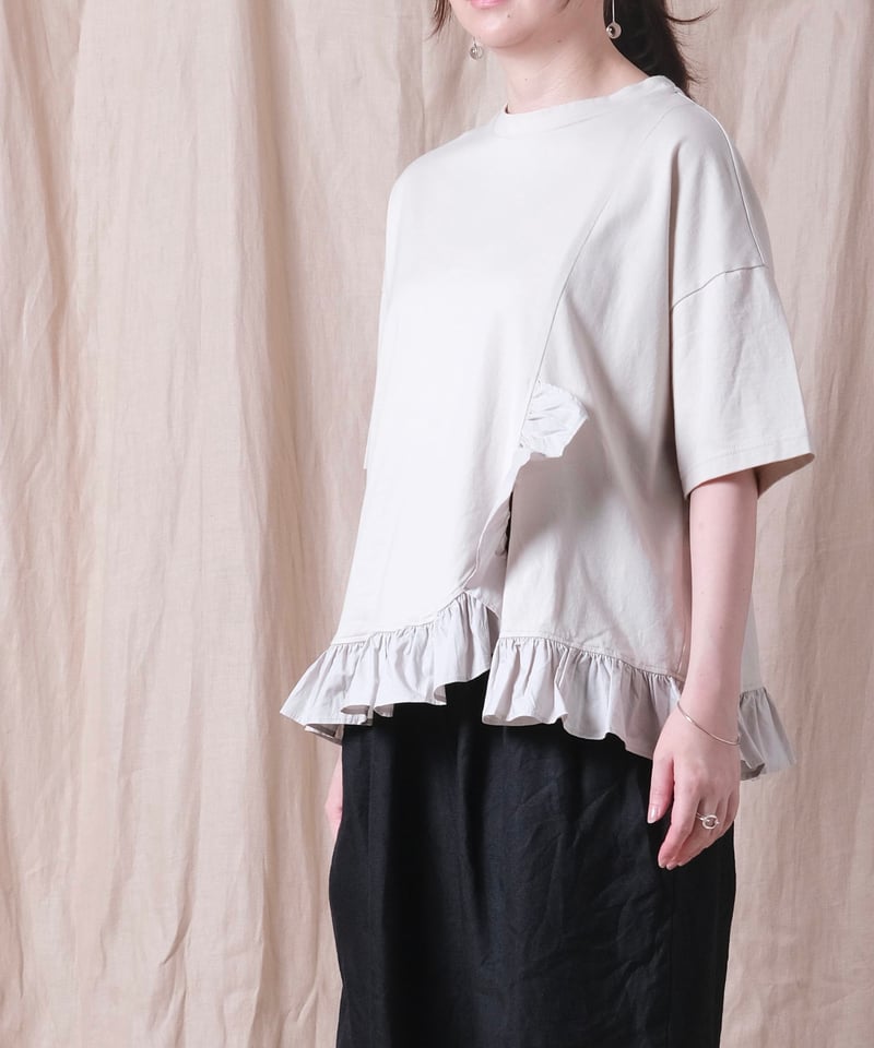 UNIVERSAL SEVEN】クラシック天竺 フリルTシャツ/US242CT026 | c