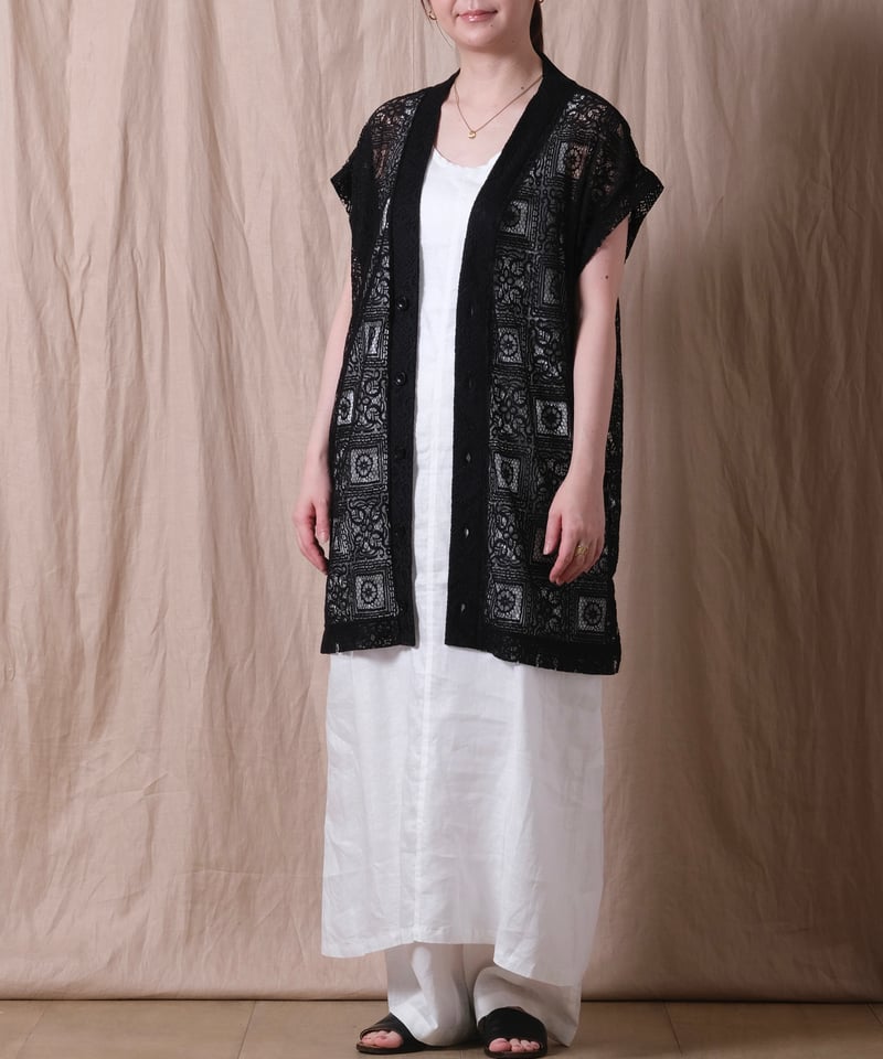 ouvert アンティークフレンチリネン東炊きリネンワンピース オーバーサイズ ichi/Antiquite's(アンティークス） 100904 リネン東炊き