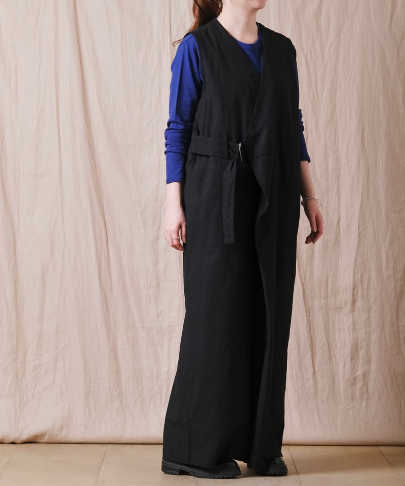 UNIVERSAL TISSU】トリプルワッシャーリネンコットン ラップキュロット