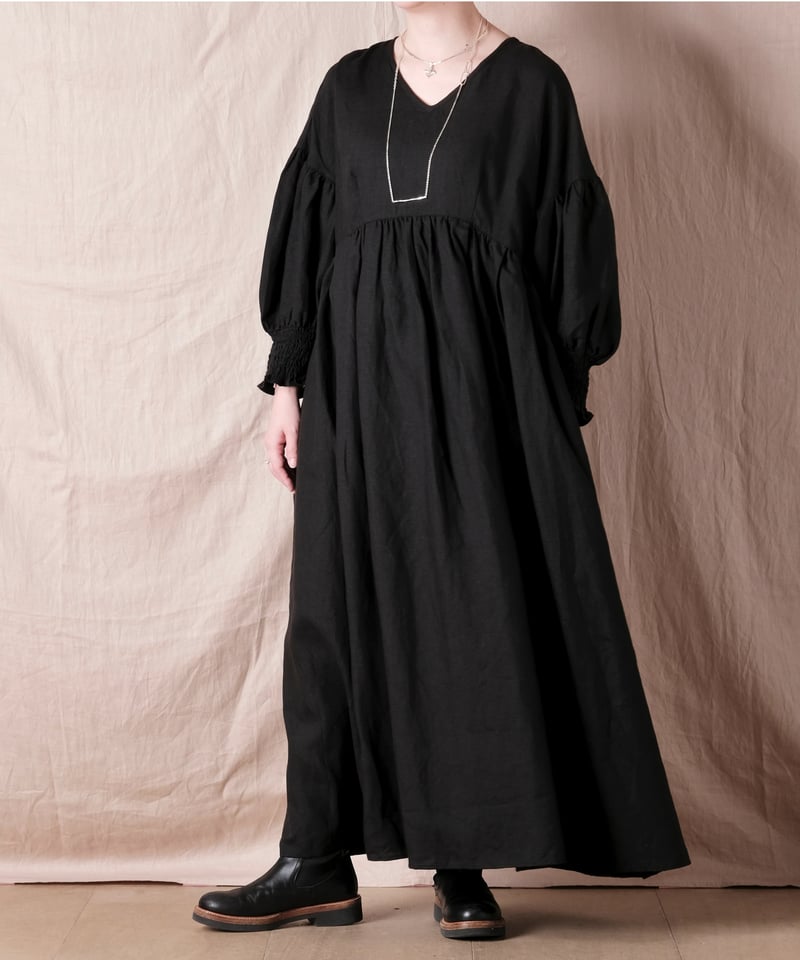 UNIVERSAL TISSU】トリプルワッシャーリネン Vネックワンピース/UT243OP