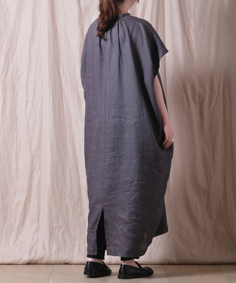 つぼね【未使用】UNIVERSAL TISSU リネンロングシャツ UNIVERSAL TISSU】フレンチリネン 比翼明きコクーンシャツワンピース