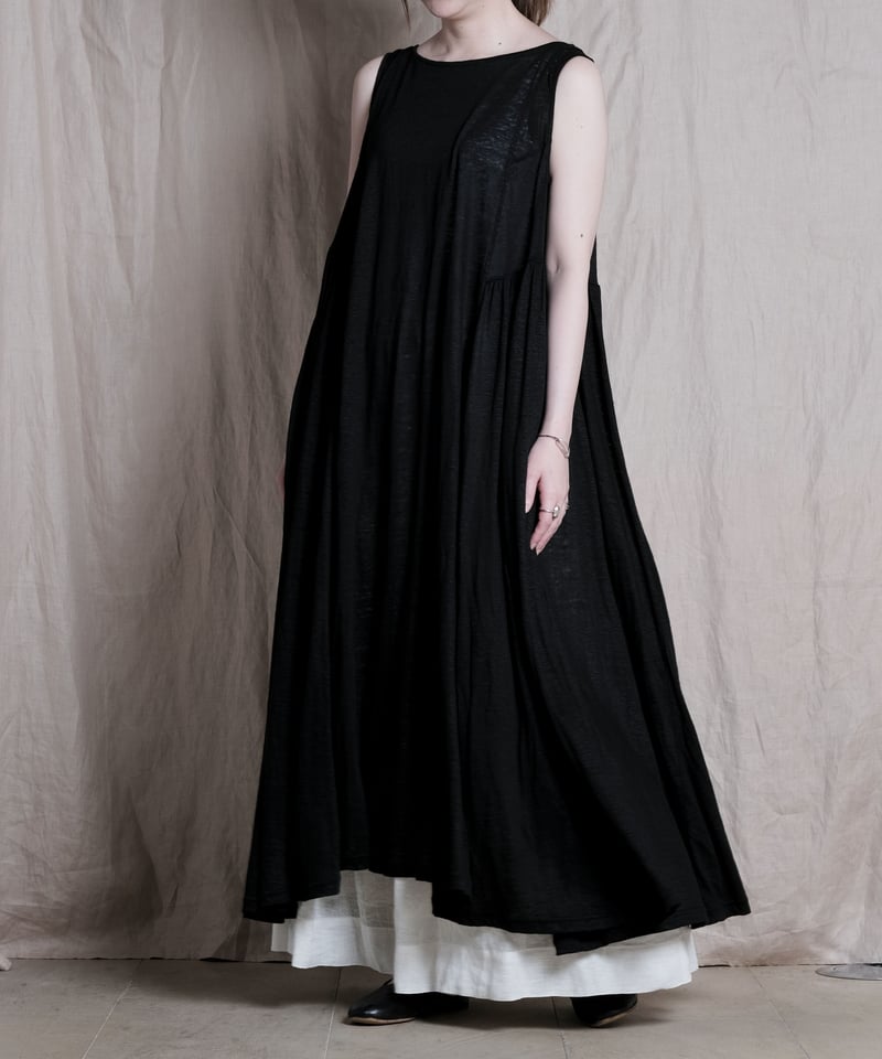 新品 suzuki takayuki linen dressワンピース ブラック suzuki takayuki スズキタカユキ cache-soeur dress[S201-23/black]