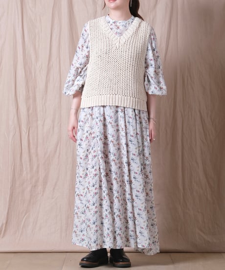 【PARIS DE AOUNE】ネパール手編みKNIT ベスト/PA260KN023