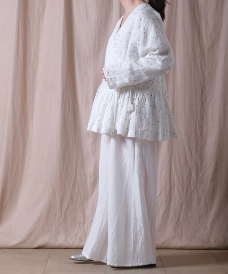 【BUNON】 Embroidery Cache-coeur Blouse