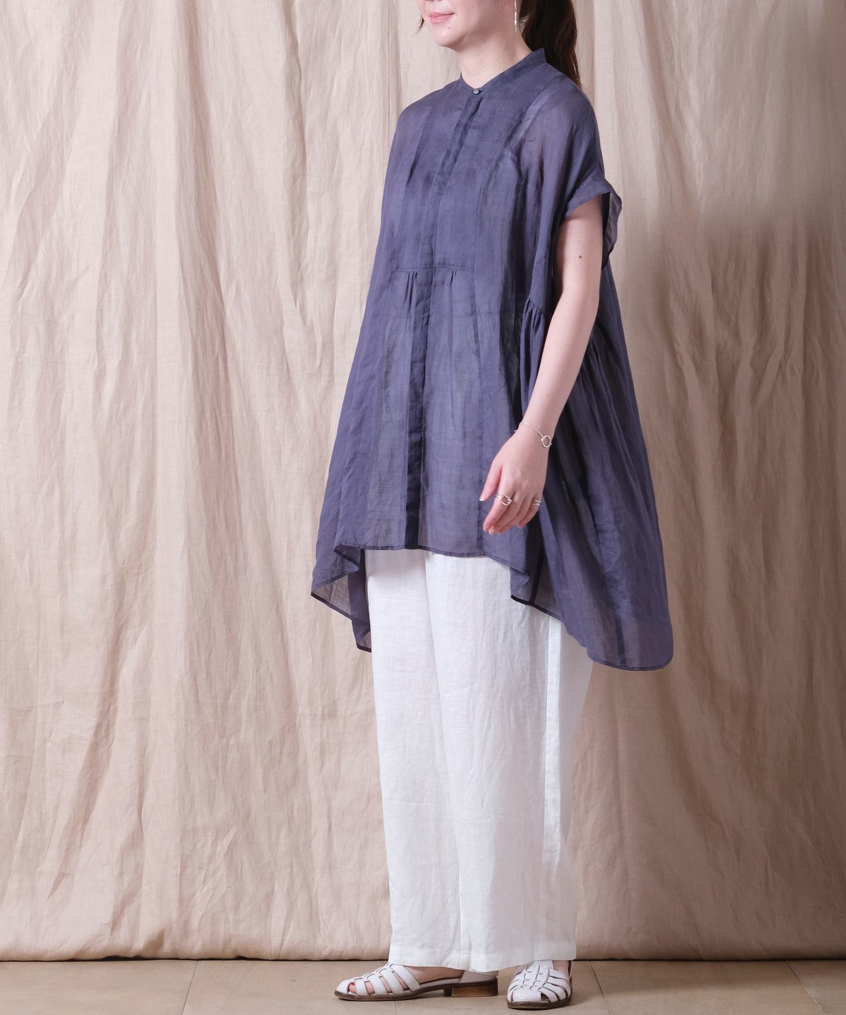 【完売品　新品タグ付き】スズキタカユキ　バンドスリーブチュニック　リネン　ピンク suzuki takayuki band-sleeve tunic （スズキタカユキ バンド