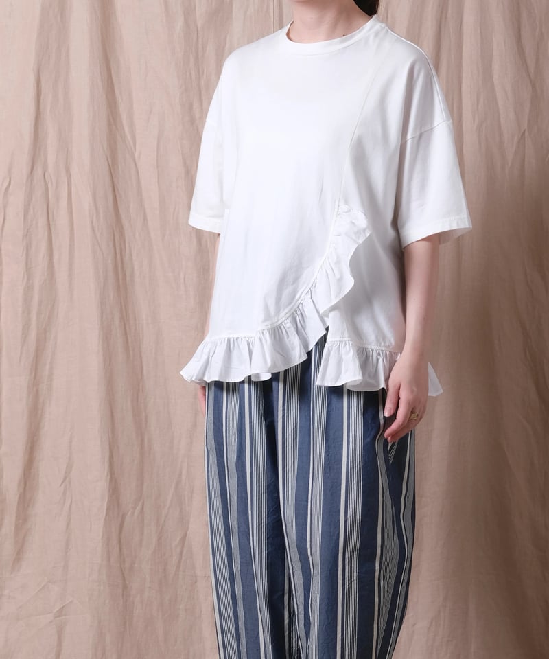 UNIVERSAL SEVEN】クラシック天竺 フリルTシャツ/US242CT026 | c