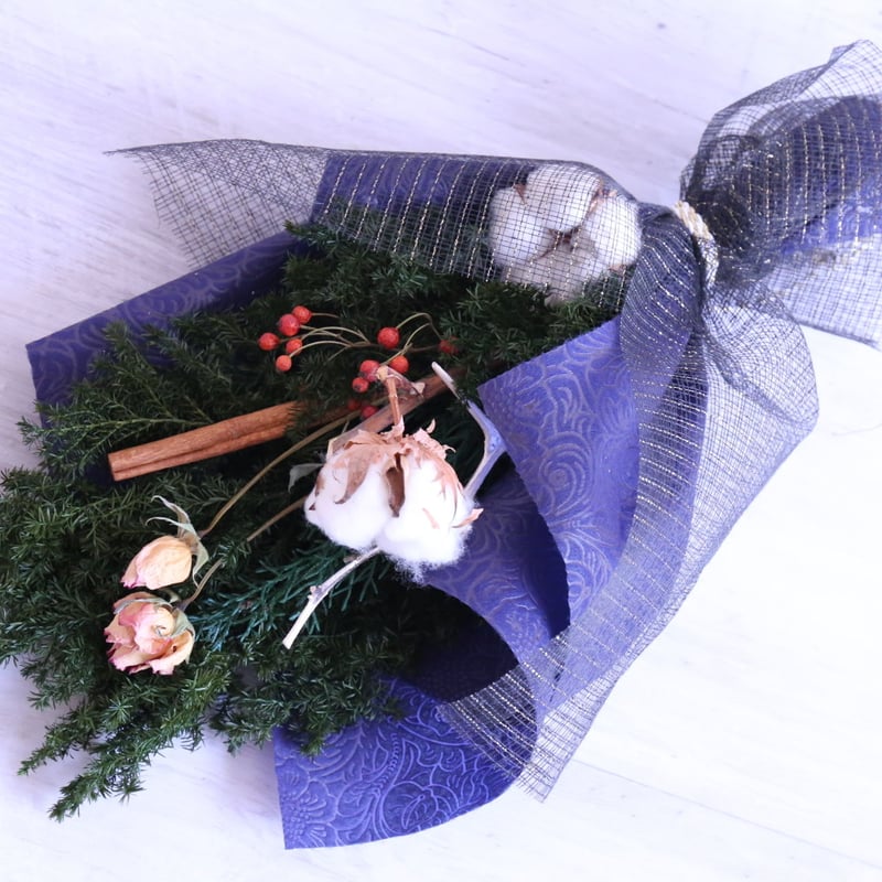 コットンフラワーのクリスマススワッグ(ホワイト) | ErvaNote