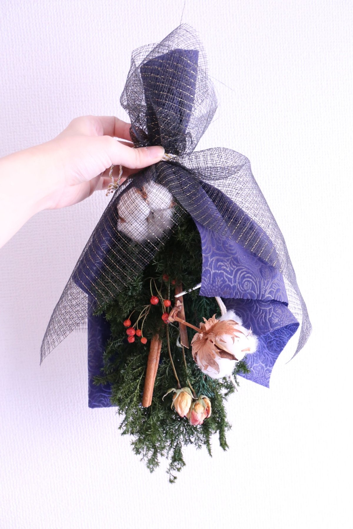 専用＊Christmas コットン フェイクスワッグ (ピンク) 専用＊Christmas コットン フェイクスワッグ (ピンク) ドライ