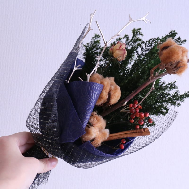 コットンフラワーのクリスマススワッグ(ブラウン) | ErvaNote flower