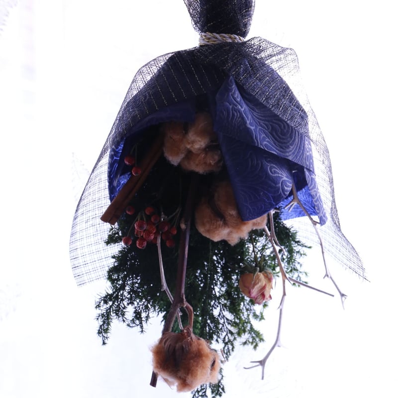 専用＊Marry Christmasフェイクフラワースワッグ(ブラウン) コットンフラワーのクリスマススワッグ(ブラウン) | ErvaNote