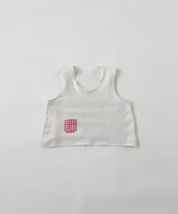 ［ryukicoa］White cotton knit gilet -01-