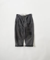 ［ryukicoa］Grey striped cotton work pants