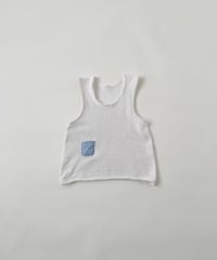 ［ryukicoa］White cotton knit gilet -02-