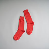 COTTON RIB SOCKS /  22-24cm Coral red