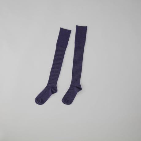 MERINO WOOL RIB HIGH SOCKS / 22-24cm  Blueberry