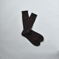 MERINO WOOL RIB SOCKS / 25-27cm  Dark brown