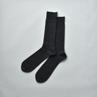 MERINO WOOL RIB SOCKS / 28-30cm  Charcoal gray