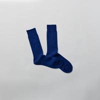 MERINO WOOL RIB SOCKS / 22-24cm  Deep blue