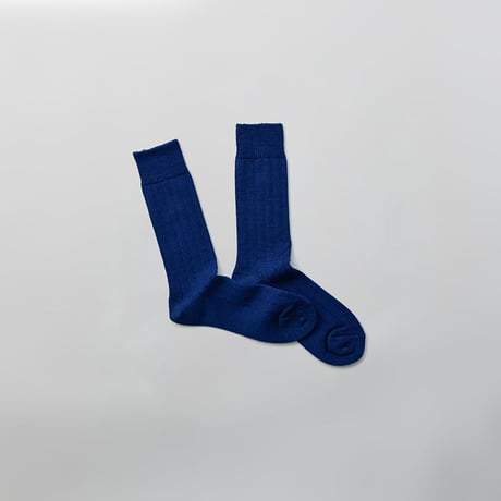 MERINO WOOL RIB SOCKS / 22-24cm  Deep blue