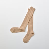 ORGANIC COTTON RIB HIGH SOCKS / 22-24cm Brown