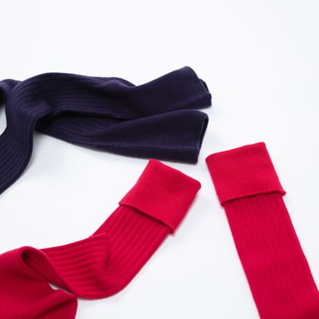 MERINO WOOL RIB HIGH SOCKS / 22-24cm  Strawberry