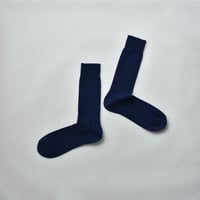 MERINO WOOL RIB SOCKS / 25-27cm  Navy blue