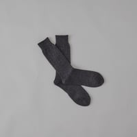 MERINO WOOL RIB SOCKS / 22-24cm  Charcoal gray