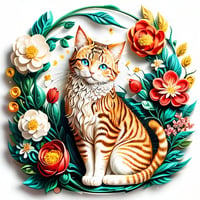 ダイヤモンドアート　5D　猫　丸いビーズ  30x30