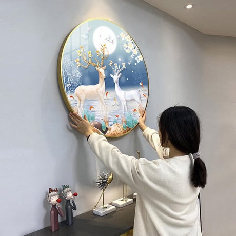 ダイヤモンドアート　5D　月と鹿 　丸型　丸いビーズ　50×50