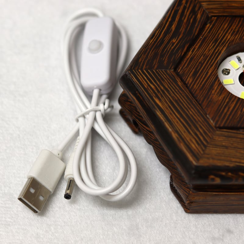 水晶 台座 ディスプレイ 木製 LEDライト dz-05 | Happy Soaping