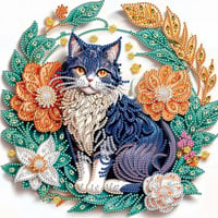 ダイヤモンドアート　5D　猫　特殊ビーズ入り　30×30