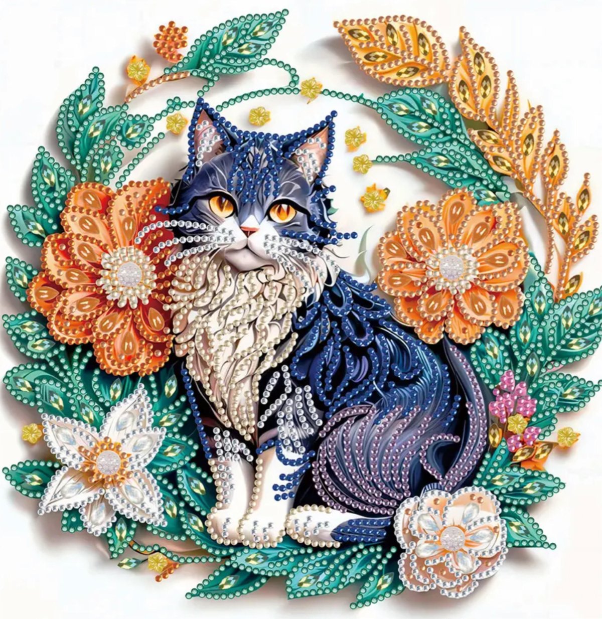 ダイヤモンドアート 5D 猫 特殊ビーズ入り 30×30 | Happy Soaping
