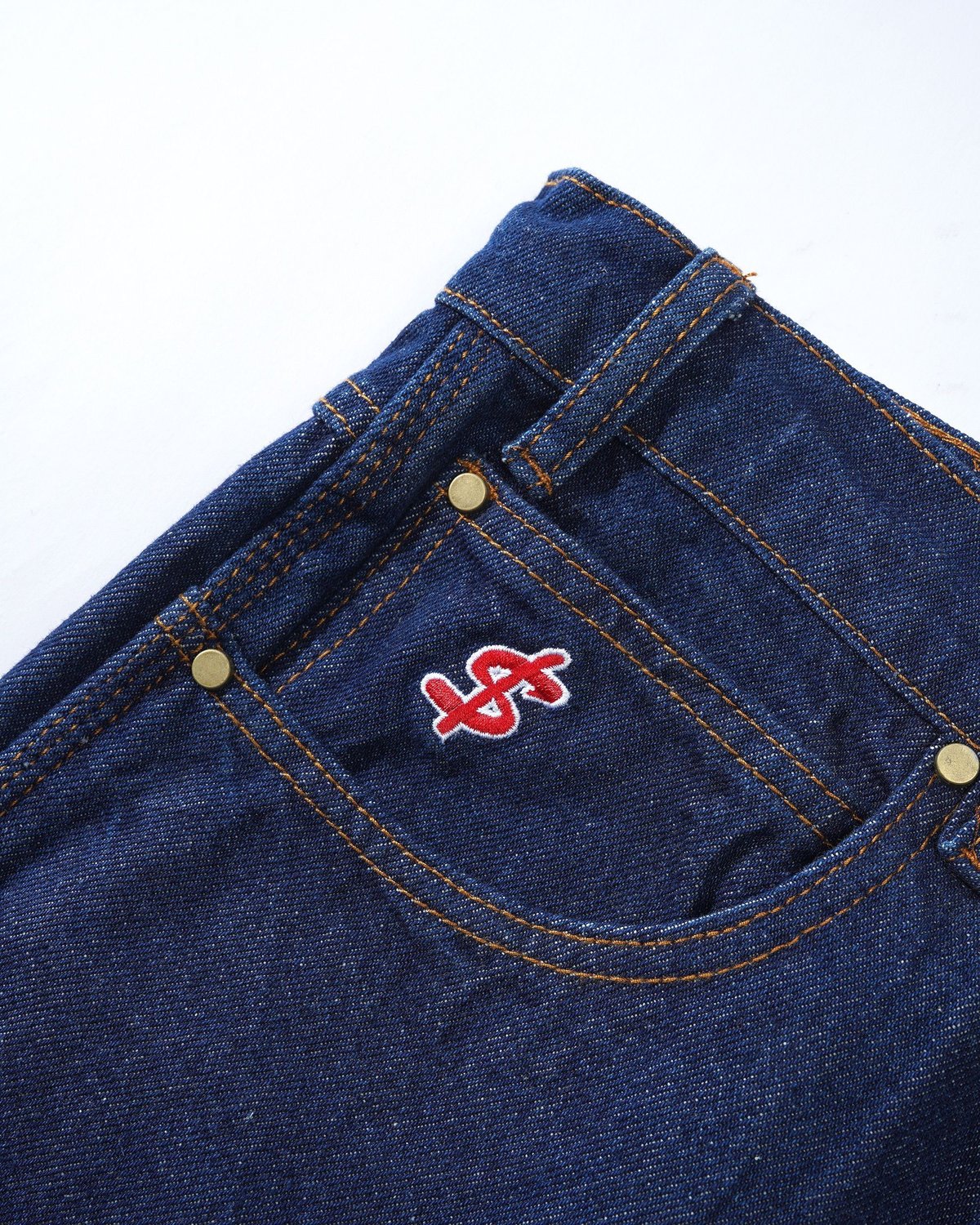 CASH ONLY Logo Baggy Denim Jeans Raw Indigo | F