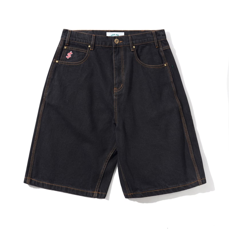 CASH ONLY Logo Denim Shorts Washed Black | F.U