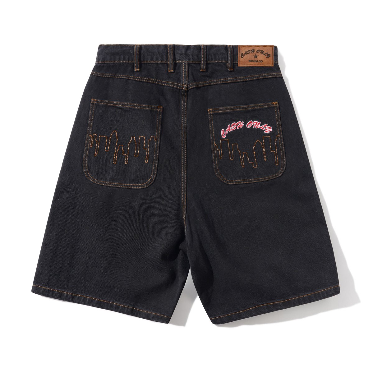 CASH ONLY Logo Denim Shorts Washed Black | F.U