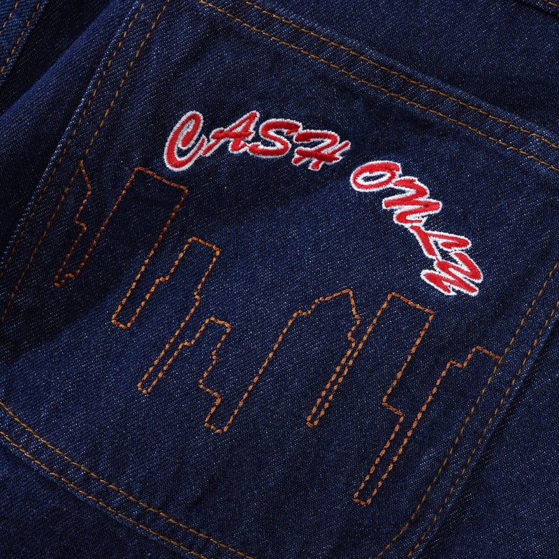 CASH ONLY Logo Baggy Denim Jeans Raw Indigo | F