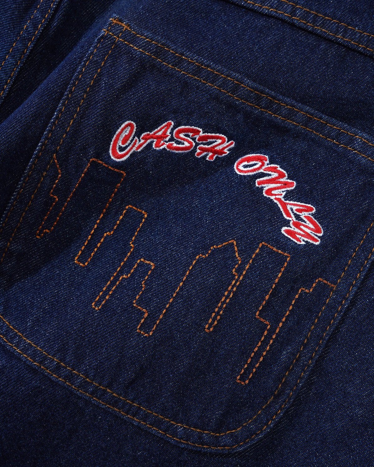 CASH ONLY Logo Baggy Denim Jeans Raw Indigo | F