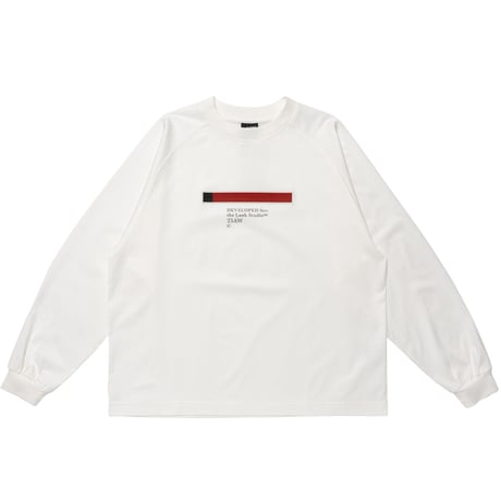 LQQK STUDIO RED STRIPE RAGLAN LONG-SLEEVE WHITE