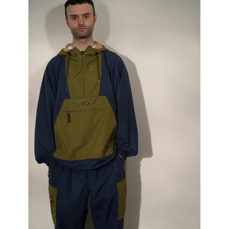 LQQK STUDIO NYLON ANORAK NAVY GREEN