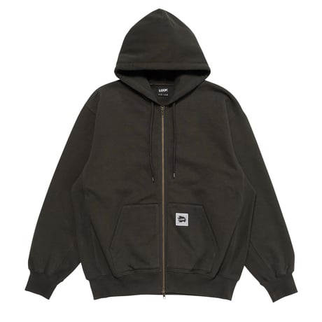 LQQK STUDIO BRICK LOOP TERRY ZIP HOODIE WASHED BLACK