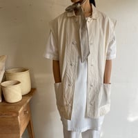 Yarmo Oversized Sleeveless Work Jacket（ Natural ）