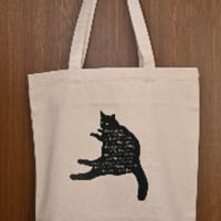アニプロ オリジナル 帆布トートバッグ　猫柄 　小　280mm×210mm　マチ  80mm