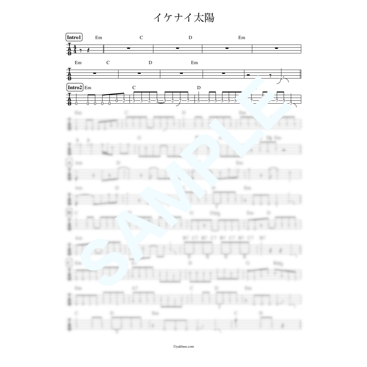 イケナイ太陽 / ORANGE RANGE【ベース・タブ譜】 | Bass Score