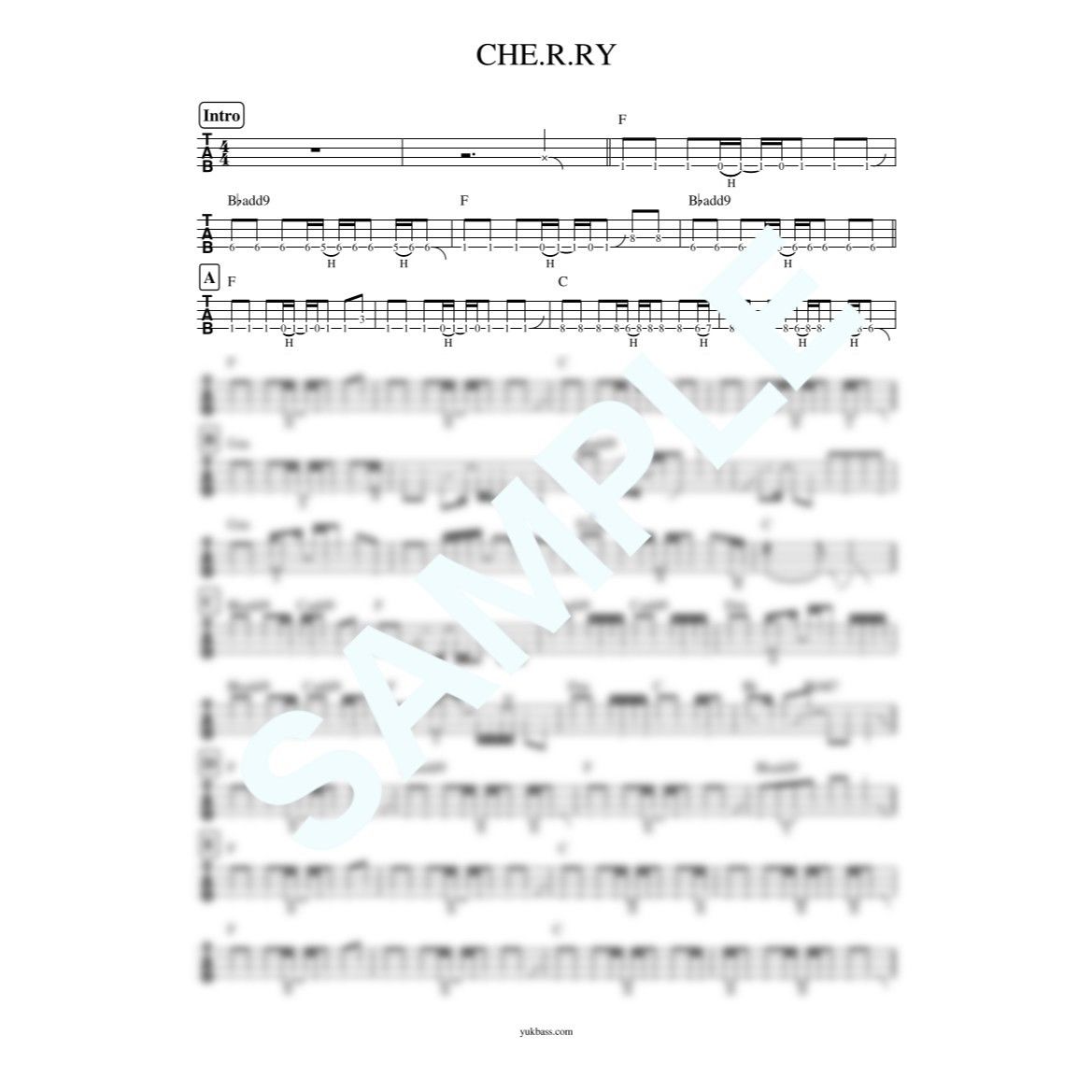 CHE.R.RY / YUI【ベース・タブ譜】 | Bass Score