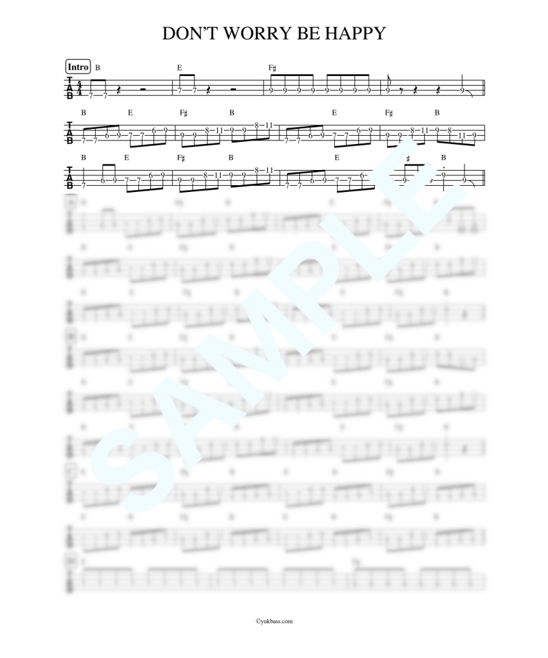 DON'T WORRY BE HAPPY / モンゴル800【ベース・タブ譜】 | Bass