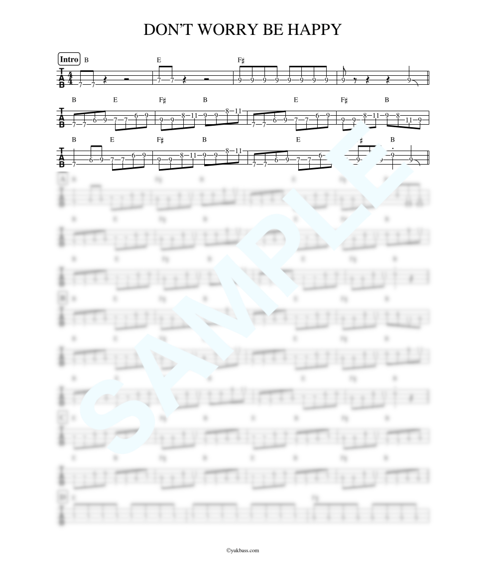 DON'T WORRY BE HAPPY / モンゴル800【ベース・タブ譜】 | Bass
